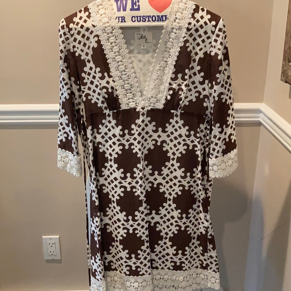 Milly V Neck Patterned Dress size 2
